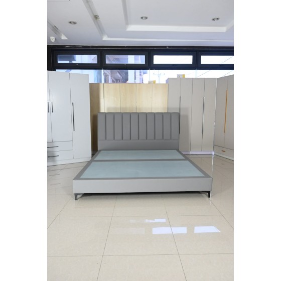 Striped leather bed