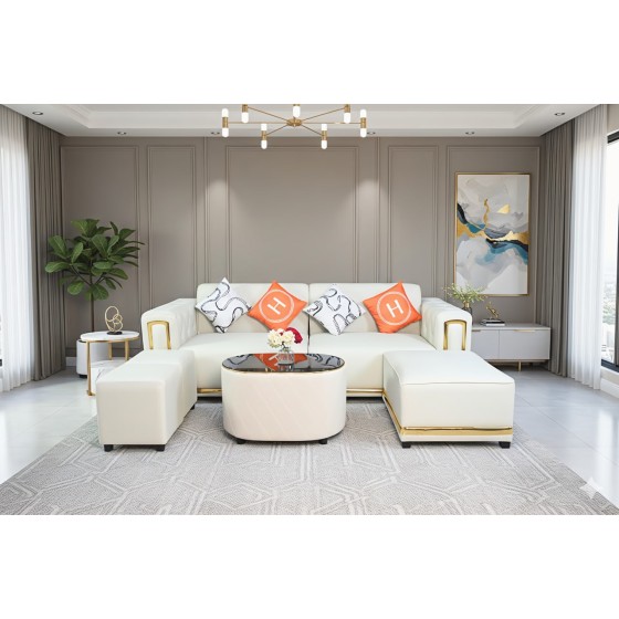 L-shaped leather sofa